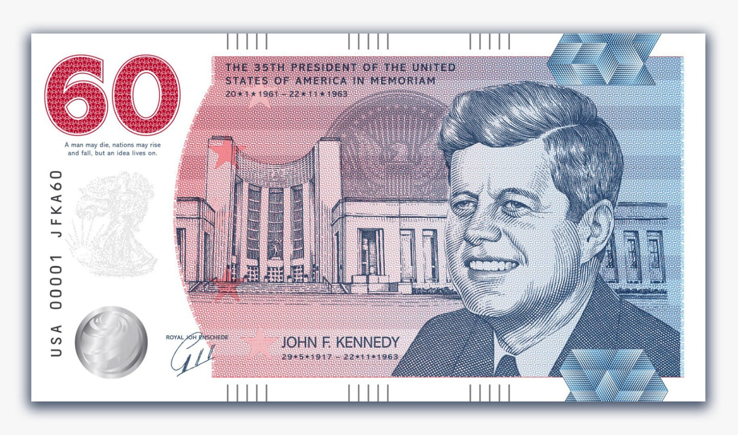 John F. Kennedy - 60 YRS  Commemorative banknote