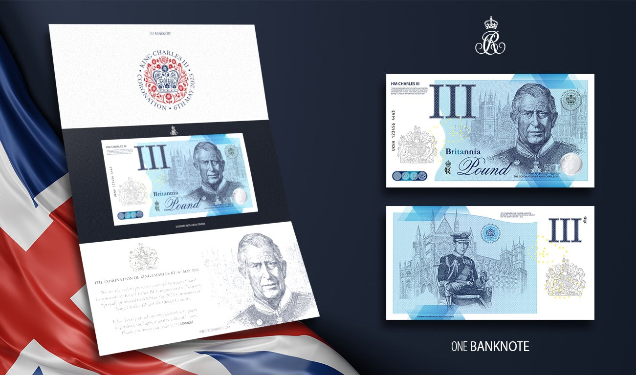 One Banknote, Britannia Pound, souvenir note, banknote, euro souvenir, King Charles, UK