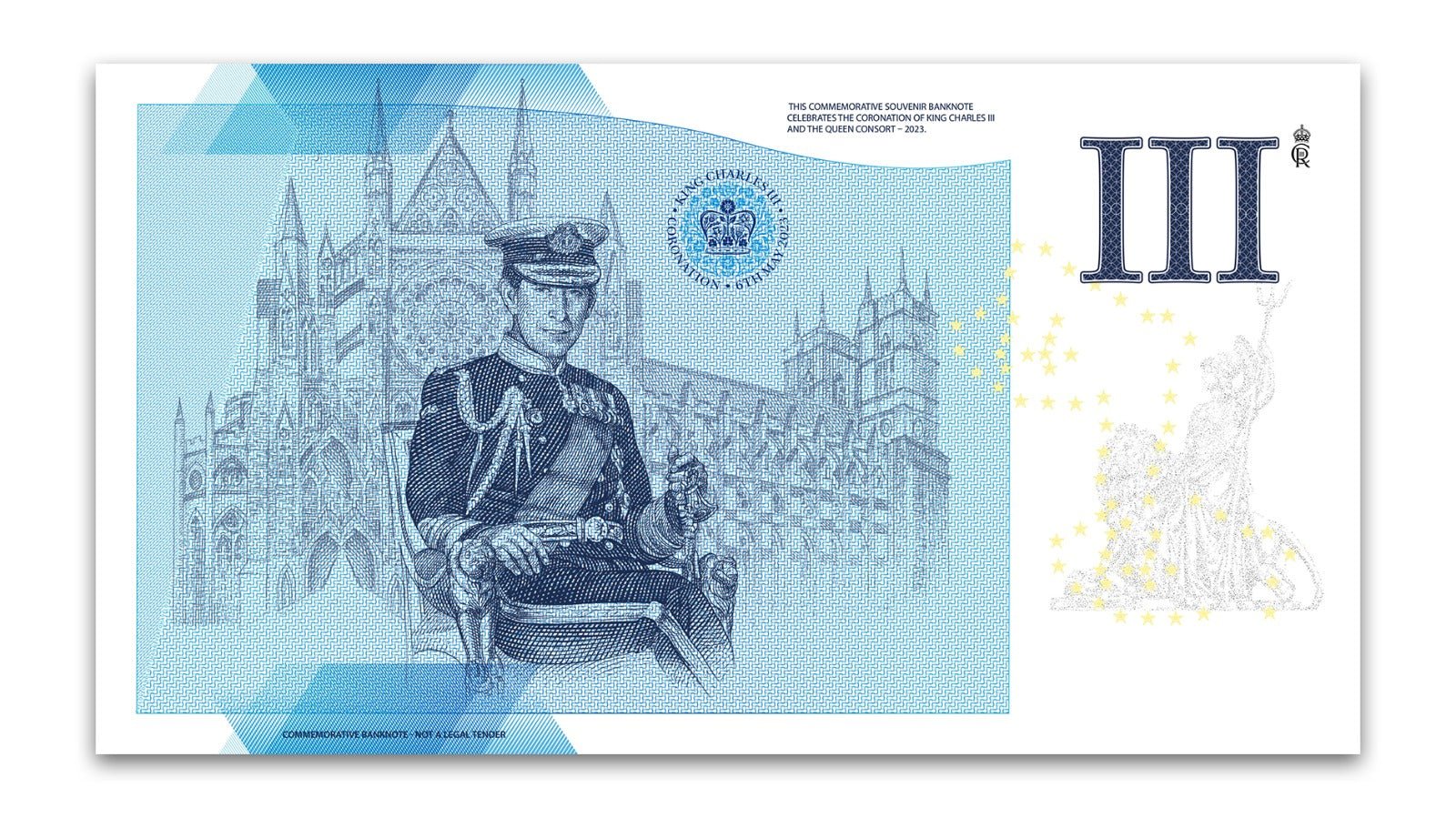 One Banknote, Britannia Pound, souvenir note, banknote, euro souvenir, King Charles, UK