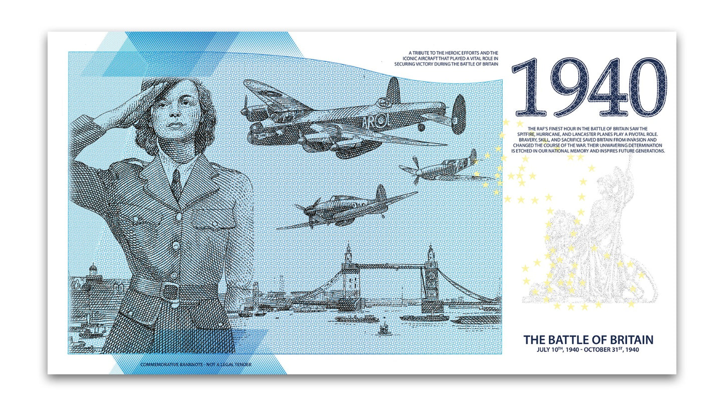 One Banknote, Britannia Pound, souvenir note, banknote, euro souvenir, Battle of Britain