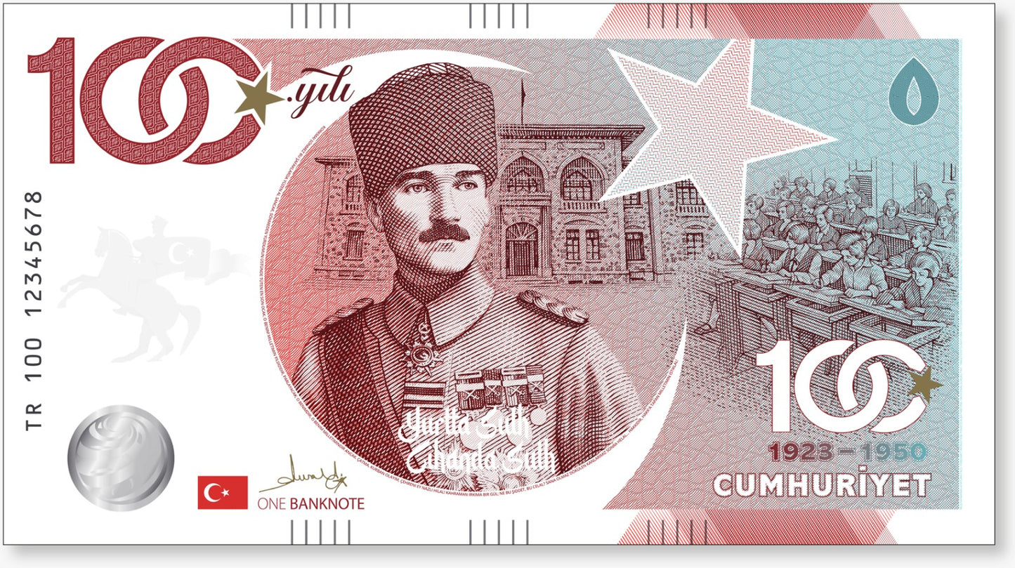 One Banknote, Maxgrey, Souvenir euro, commemorative banknote, Turkiye, Atatürk