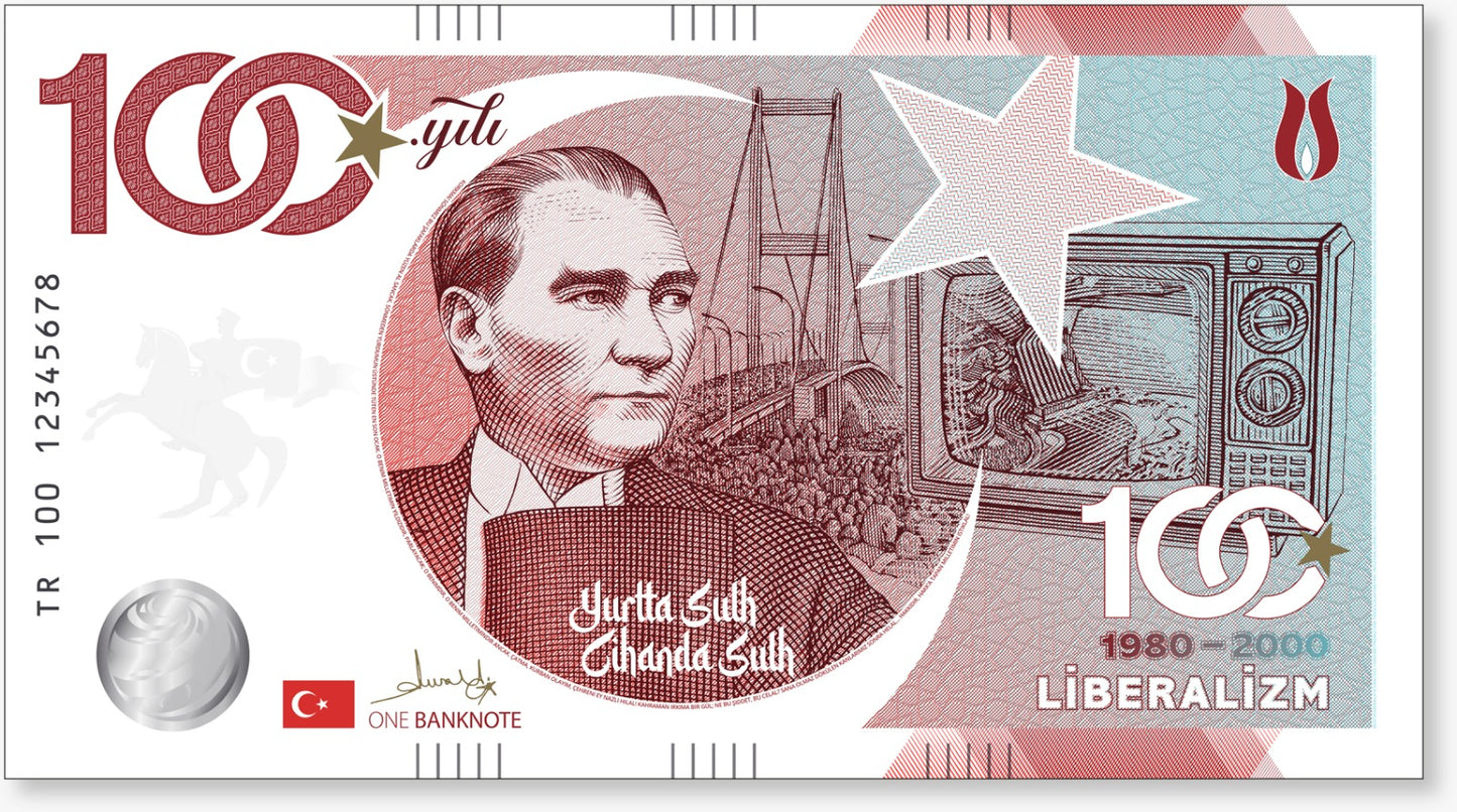 One Banknote, Maxgrey, Souvenir euro, commemorative banknote, Turkiye, Atatürk