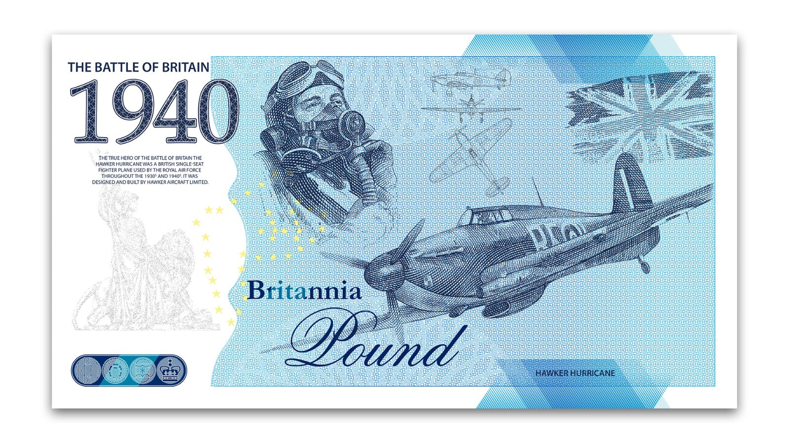 One Banknote, Britannia Pound, souvenir note, banknote, euro souvenir, Battle of Britain