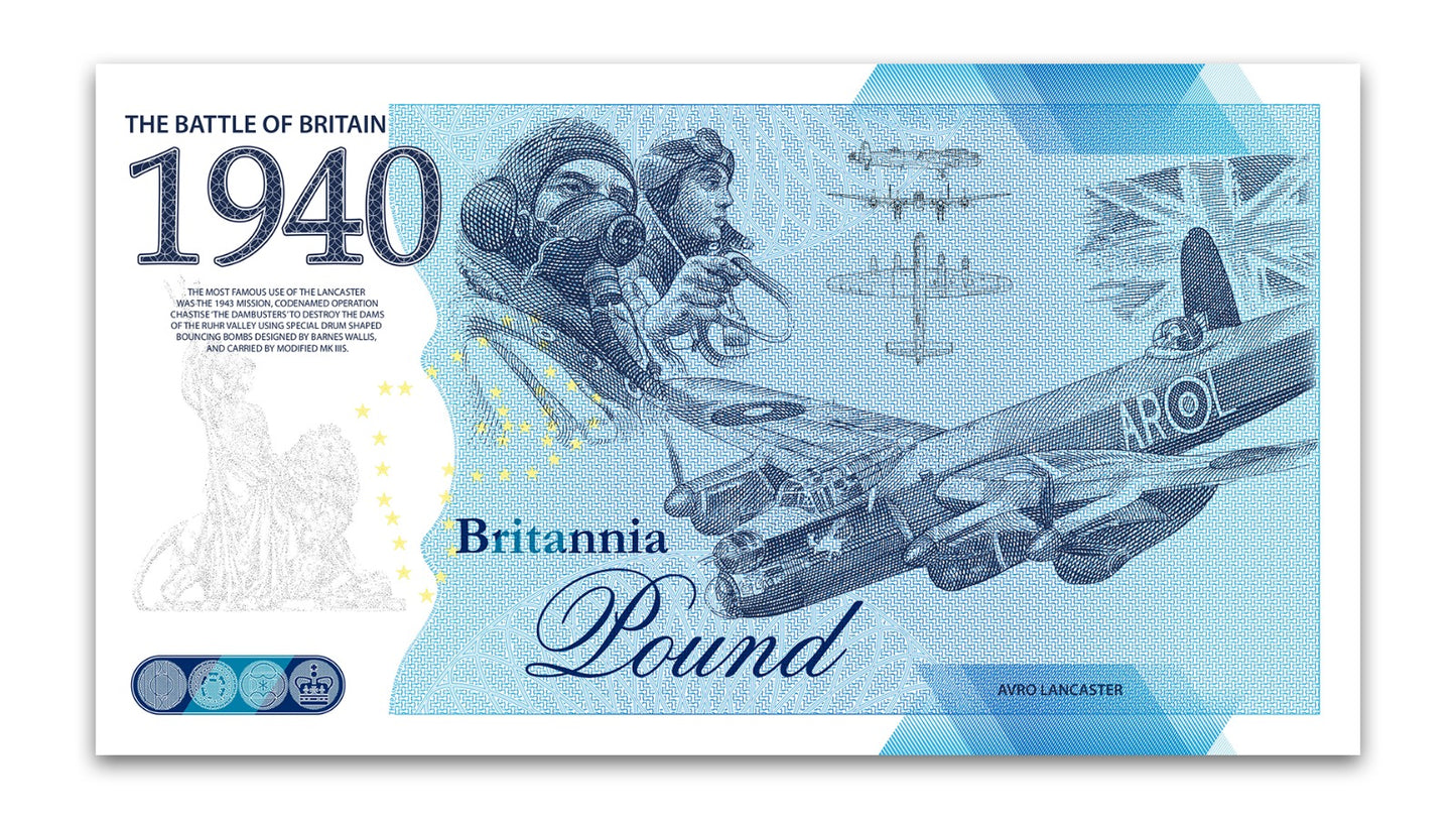 One Banknote, Britannia Pound, souvenir note, banknote, euro souvenir, Battle of Britain
